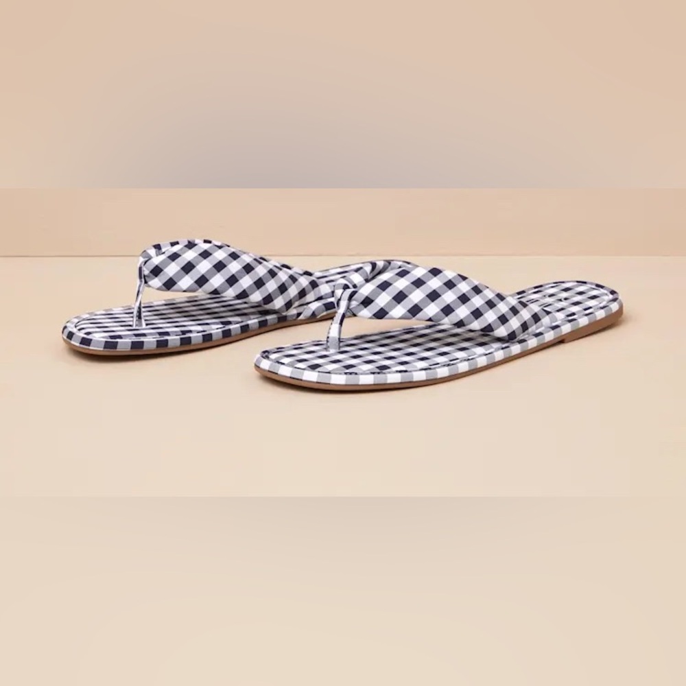 Matisse Beach Collection Navy Blue/White Gingham Slip On Sandals - Size 9 - Picture 3 of 10